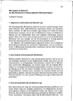 Wie typisch ist Südtirol? Zu den Strukturen mitteleuropäischer Mehrsprachigkeit