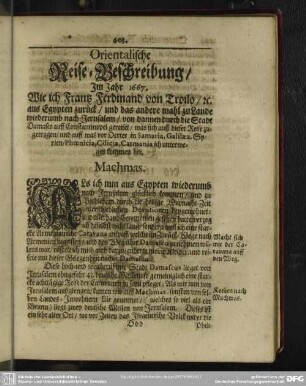 Orientalische Reise-Beschreibung, Im Jahr 1667