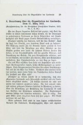 8. Verordnung über die Organisation der Landwehr. Vom 17. März 1813
