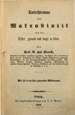 Katechismus der Makrobiotik : Mit Abbildungen