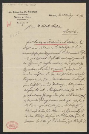 Brief an B. Schott's Söhne : 20.12.1921