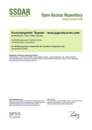 Forschungsfeld "Szenen' - www.jugendszenen.com