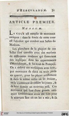 Article premier: Museum