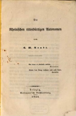 Die rheinischen ritterbürtigen Autonomen