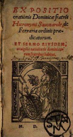 Expositio orationis Dominicae fratris Hieronymi Savonarolae, de Ferraria ordinis praedicatorum