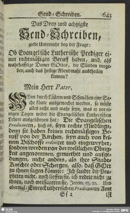 Das Drey und achtzigste Send-Schreiben
