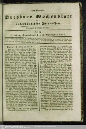 No. 5. Dresden, Sonnabend den 2. November 1839