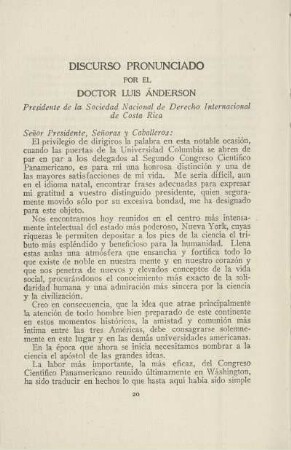 Discurso pronunciado por el Doctor Luis Ánderson