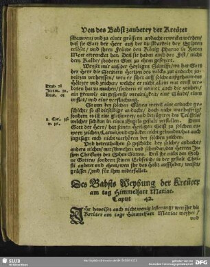 Des Babsts Weyhung der Kreüter am tag Himmelfart Mariae. Caput 42.