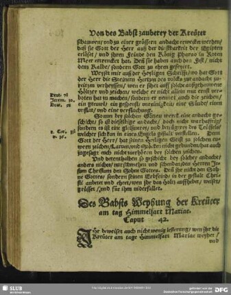 Des Babsts Weyhung der Kreüter am tag Himmelfart Mariae. Caput 42.
