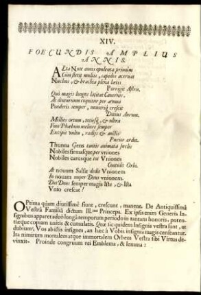 XIV. Foecundis Amplius Annis.