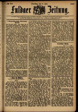 Ausgabe vom Dienstag, den 09. Juli 1889.