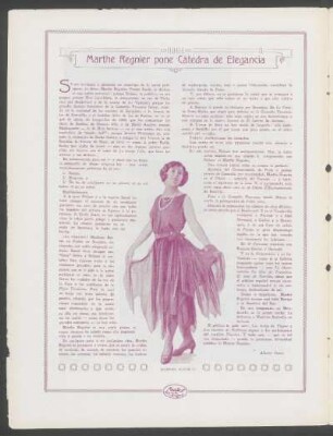 Marthe Regnier pone Cátedra de Elegancia