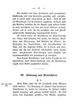 II. Ordnung und Reinlichkeit