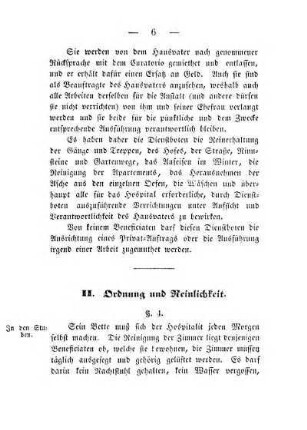 II. Ordnung und Reinlichkeit