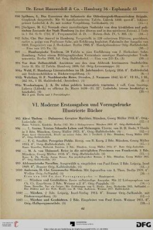 VI. Moderne Erstausgaben und Vorzugsdrucke – Illustrierte Bücher (Nr. 995-1465)