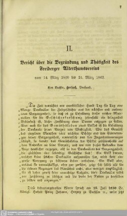 Bericht über die Begründung und Thätigkeit des Freiberger Alterthumsvereins vom 14. März 1860 bis 24. März 1862