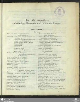 Bis 1874 ausgeführte vollständige Brauerei- und Mälzerei-Anlagen