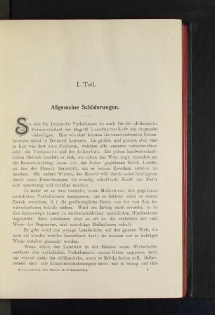 I. Teil. Allgemeine Schilderungen.