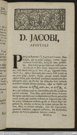 D. Jacobi, Apostoli