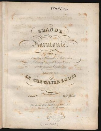 Cahier 3: Grande Harmonie : Pour 2 Hautbois, 2 Clarinettes, Flûte, 2 Cors, 2 Bassons, Trompette, Trombonnes, et Serpent ou Contrebasse