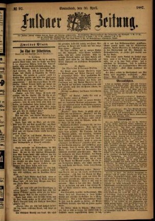 Ausgabe vom Samstag, den 30. April 1887.