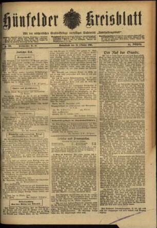 Ausgabe vom Samstag, den 19. Oktober 1918.