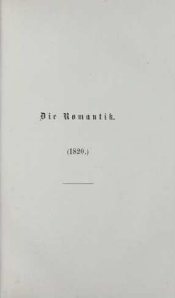 Die Romantik (1820.)