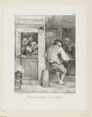 Bezechter Ehemann, Blatt 10 der Folge "Lithographische Skizzen"