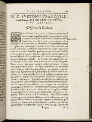 In C. Suetonii Tranquilli Galbam, Othonem Et Vitellium Cæsares. Dissertatio Politica.