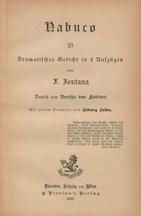 Nabuco : dramatisches Gedicht in 4 Aufzügen