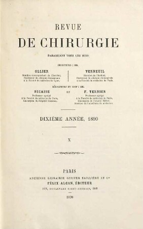 Revue de chirurgie. 10,a. 1890