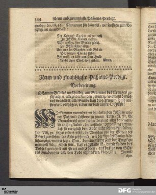 Neun und zwantzigste Paßions-Predigt.