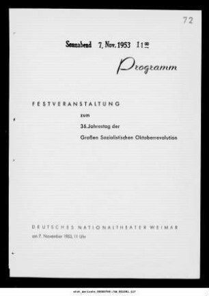 Festveranstaltung zum 36. Jahrestag der Großen Sozialistischen Oktoberrevolution