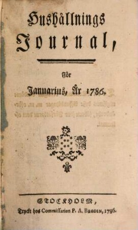 Hushållnings journal. 1786