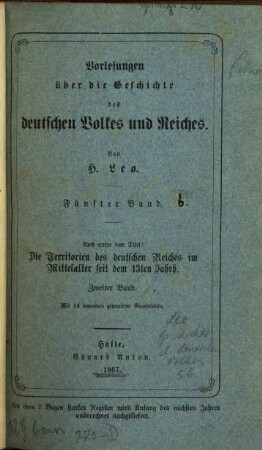 Vorlesungen über die Geschichte des deutschen Volkes und Reiches. [5,3], Register zum I. und II. Bande