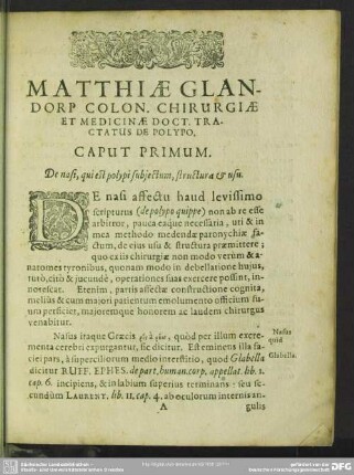 Caput Primum. De nasi, qui est polypi subjectum, structura & usu