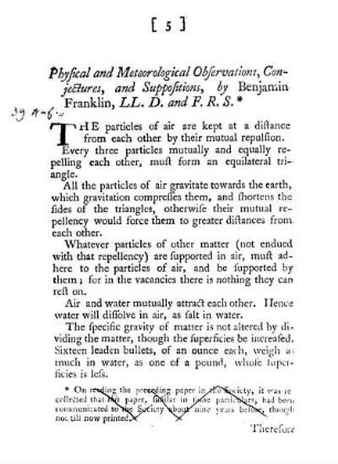 Physical and Meteorological Observations, Conjectures, and Suppositions.