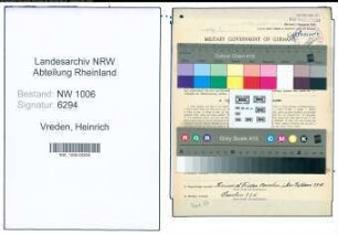 Entnazifizierung Heinrich Vreden , geb. 24.01.1889 (Landwirt)