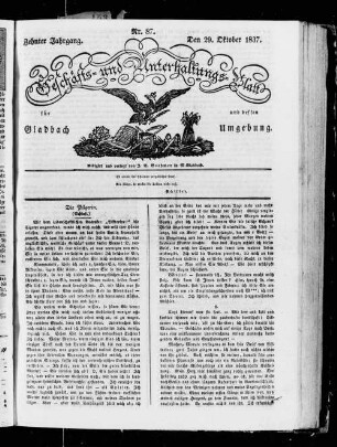Geschäfts- und Unterhaltungsblatt für Gladbach und dessen Umgebung. 1828-1838