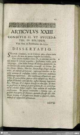 Articulus XXIII. Conditio II. Ut Succedatur In Solidum