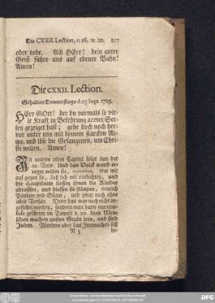 Die CXXII. Lection. Gehalten Donnerstags d. 27. Sept. 1725.