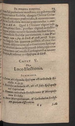 Caput V. De Loco Electionis.