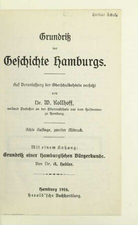 Grundriß der Geschichte Hamburgs
