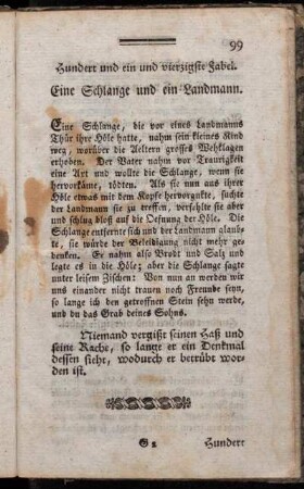 Hundert und ein und vierzigste Fabel. - Hundert u. neun u. vierzigste Fabel.