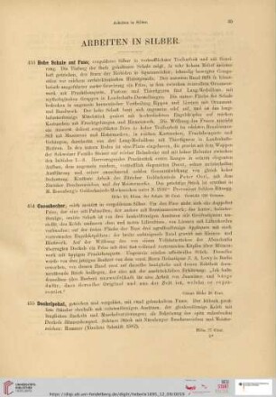 Arbeiten in Silber (Nr. 453-552)