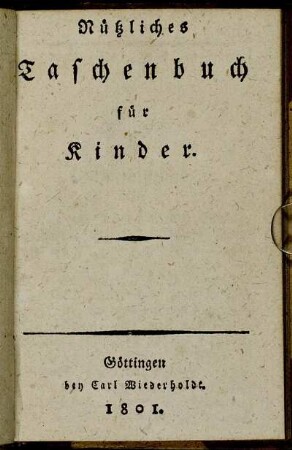 1801: Nützliches Taschenbuch für Kinder