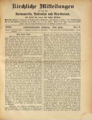 Kirchliche Mitteilungen aus und über Nordamerika, Australien und Neu-Guinea : Organ der Neuendettelsauer Mission. 1894 = N.F., Jg. 26