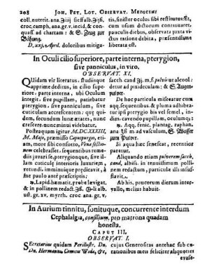 In Aurium tinnitu, sonituque, concurrente interdum Cephalalgia, consilium, pro matrona quadam honesta. Caput III.