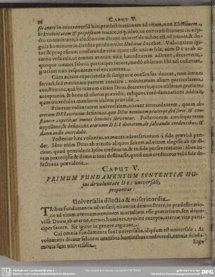 Caput V. Primum Fundamentum Sententiae Hujus de voluntate Dei universalis, proponitur